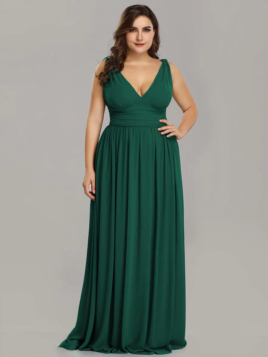 Custom Size Chiffon Sleeveless V-Neck Maxi Bridesmaid Dress