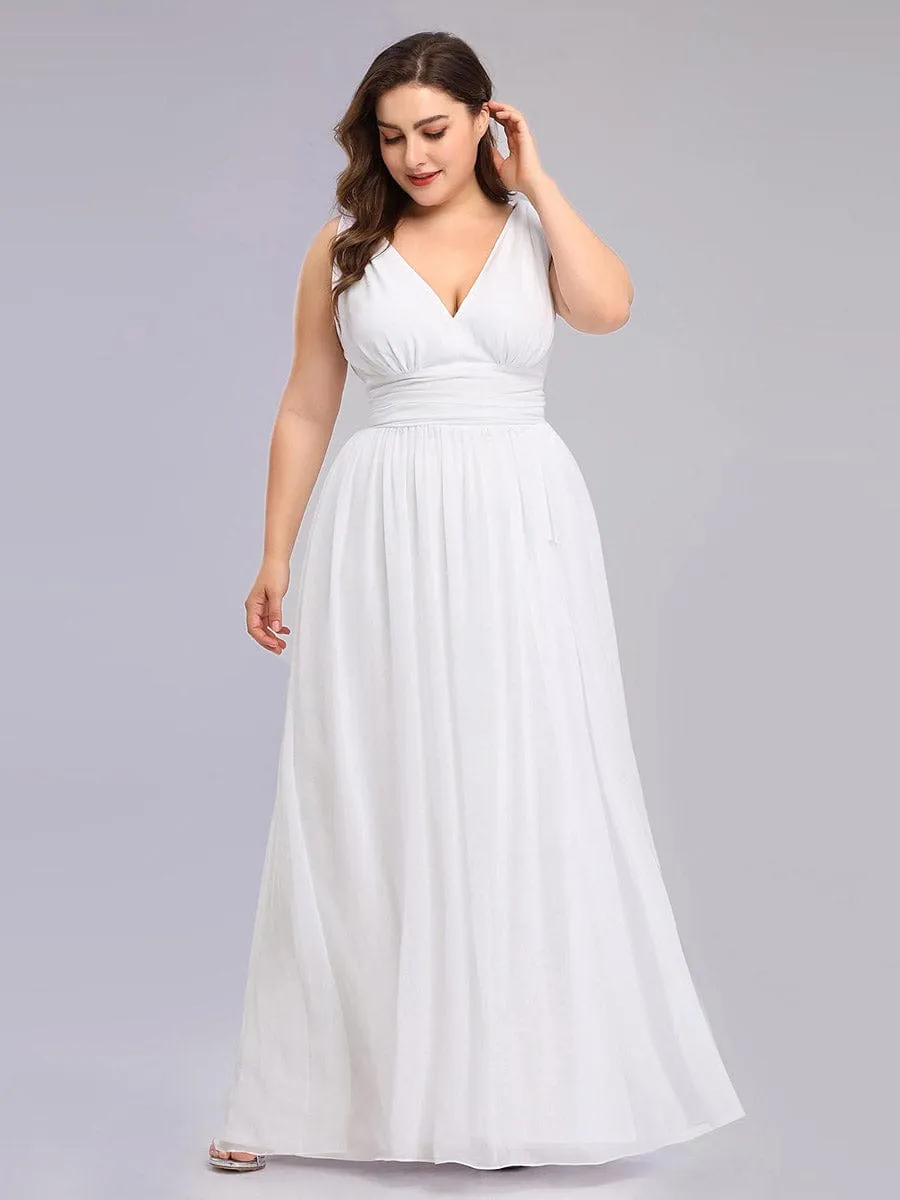 Custom Size Chiffon Sleeveless V-Neck Maxi Bridesmaid Dress