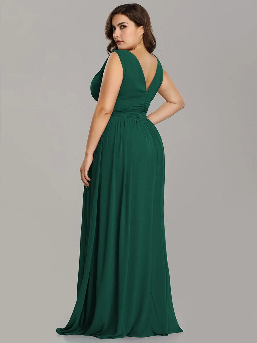 Custom Size Chiffon Sleeveless V-Neck Maxi Bridesmaid Dress