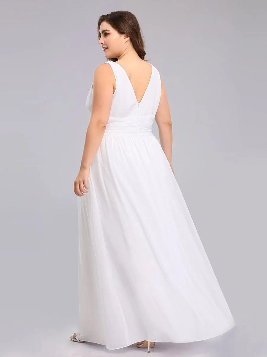 Custom Size Chiffon Sleeveless V-Neck Maxi Bridesmaid Dress