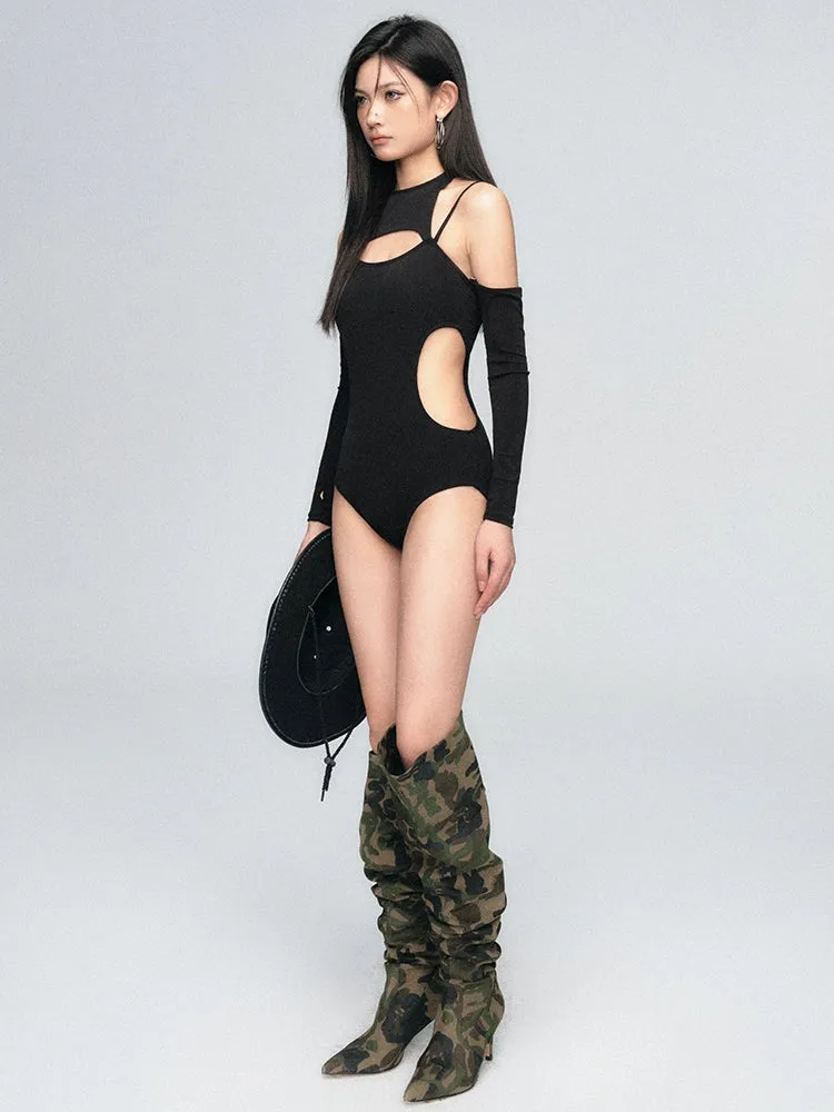 Cutout One-Piece Swimsuit with Long Sleeves