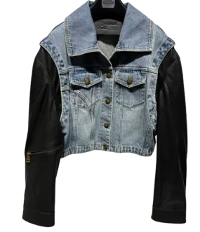 Denim-Leather Bomber-Vest