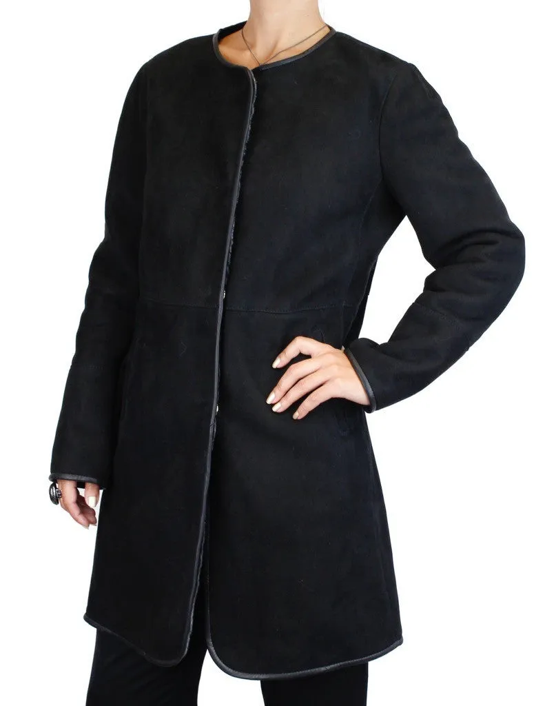 DI BELLO - BLACK MERINO SHEARLING COAT, JACKET