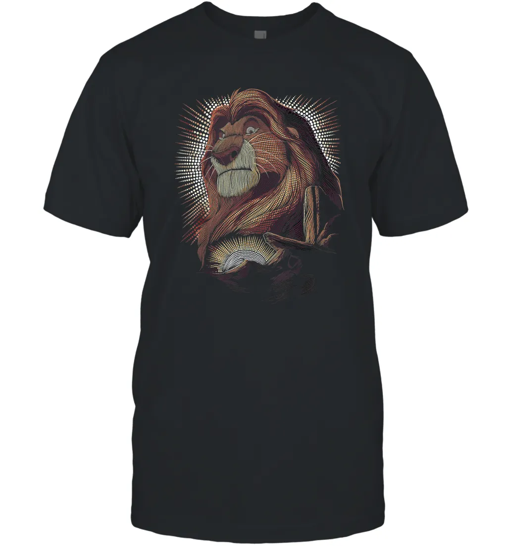 Disney Lion King Mufasa Pride Rock Dot Art Retro Portrait Men Cotton T-Shirt