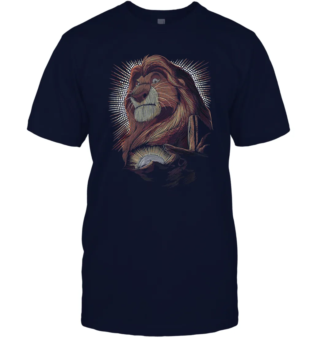 Disney Lion King Mufasa Pride Rock Dot Art Retro Portrait Men Cotton T-Shirt