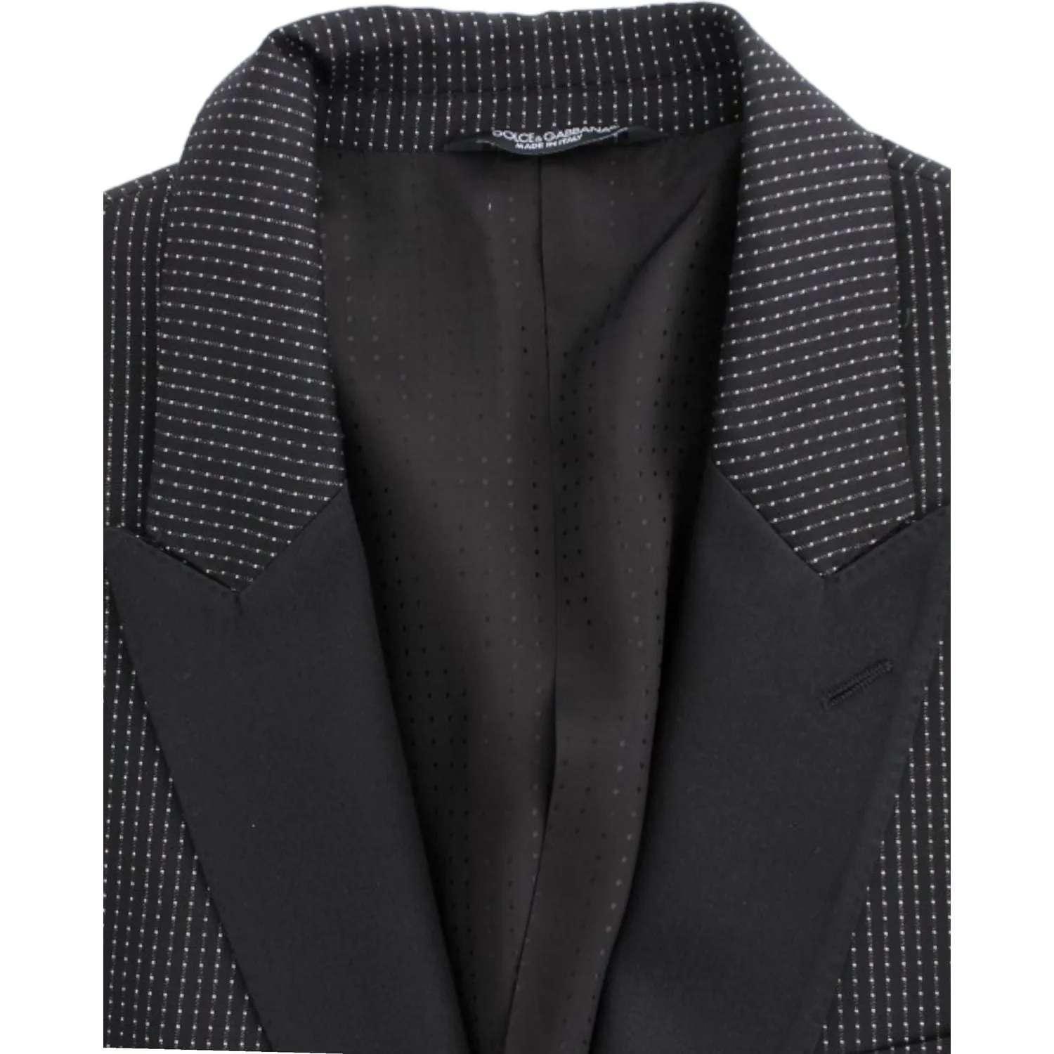 Dolce & Gabbana Elegant Black Polka Dotted Slim Fit Blazer