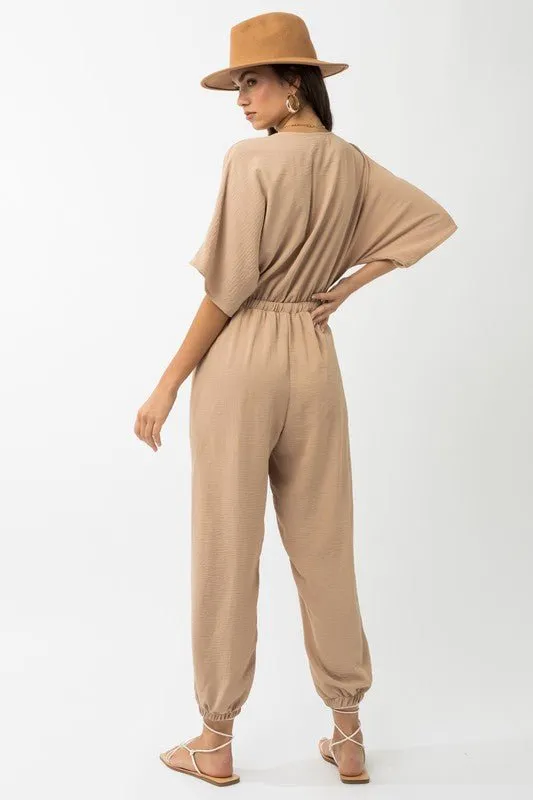 Dolman Sleeve Surplice Jumpsuit