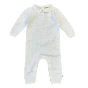 Dove White Knit Peter Pan Chevron Jumpsuit