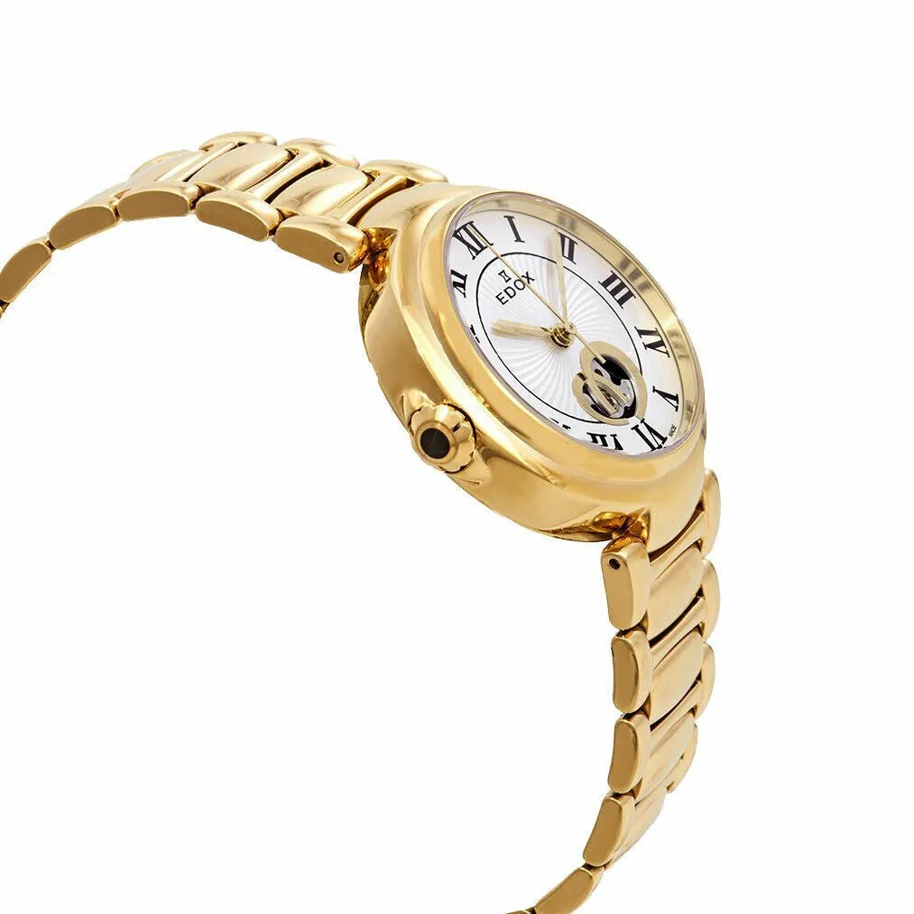 Edox LaPassion 85025 37RM ARR Automatic Gold Tone Steel Ladies Watch Silver dial