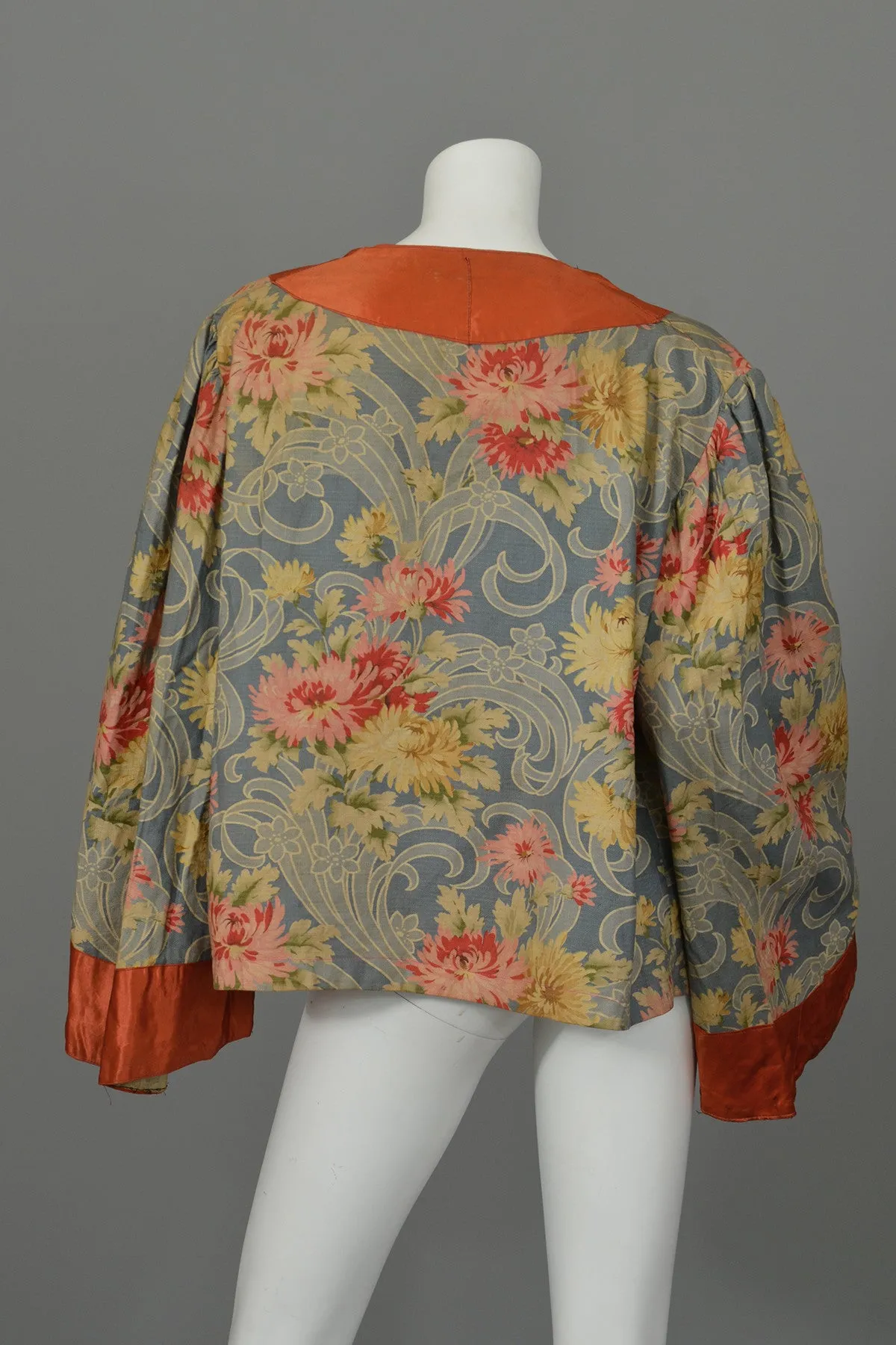 Edwardian Floral Print Angel Sleeve Crop Shrug Capelet Swing Coat