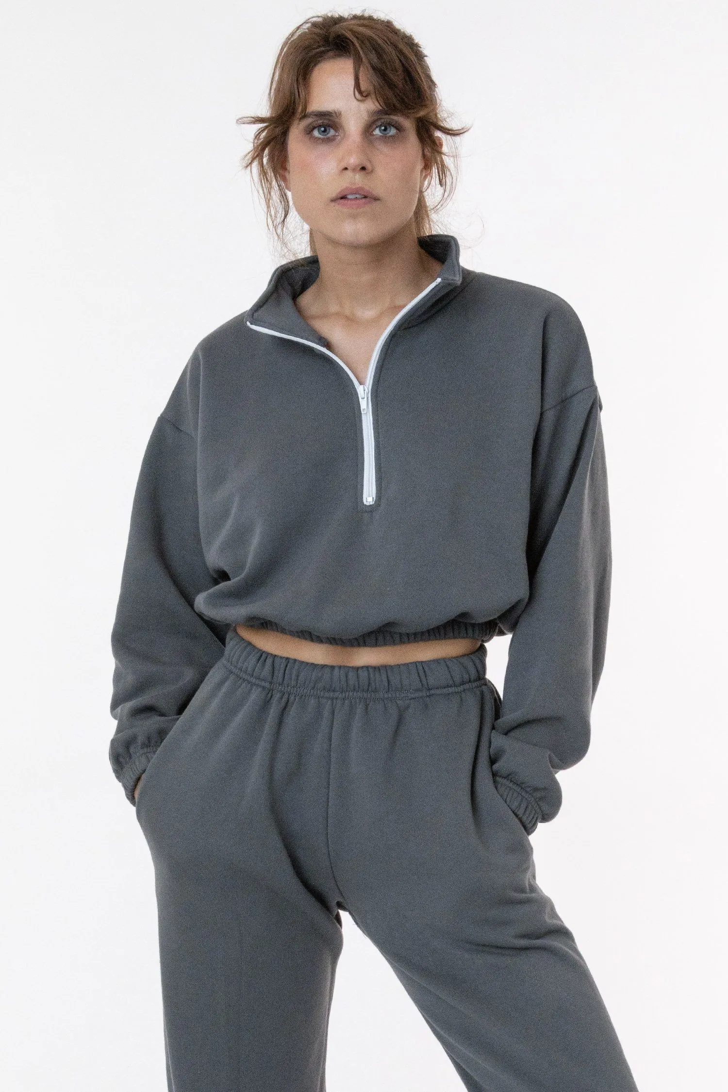 F396 - Flex Fleece Half Zip Cropped Pullover