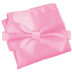 Flamingo Pink [Silky Smooth] - Bow Tie and Pocket Square Matching Set