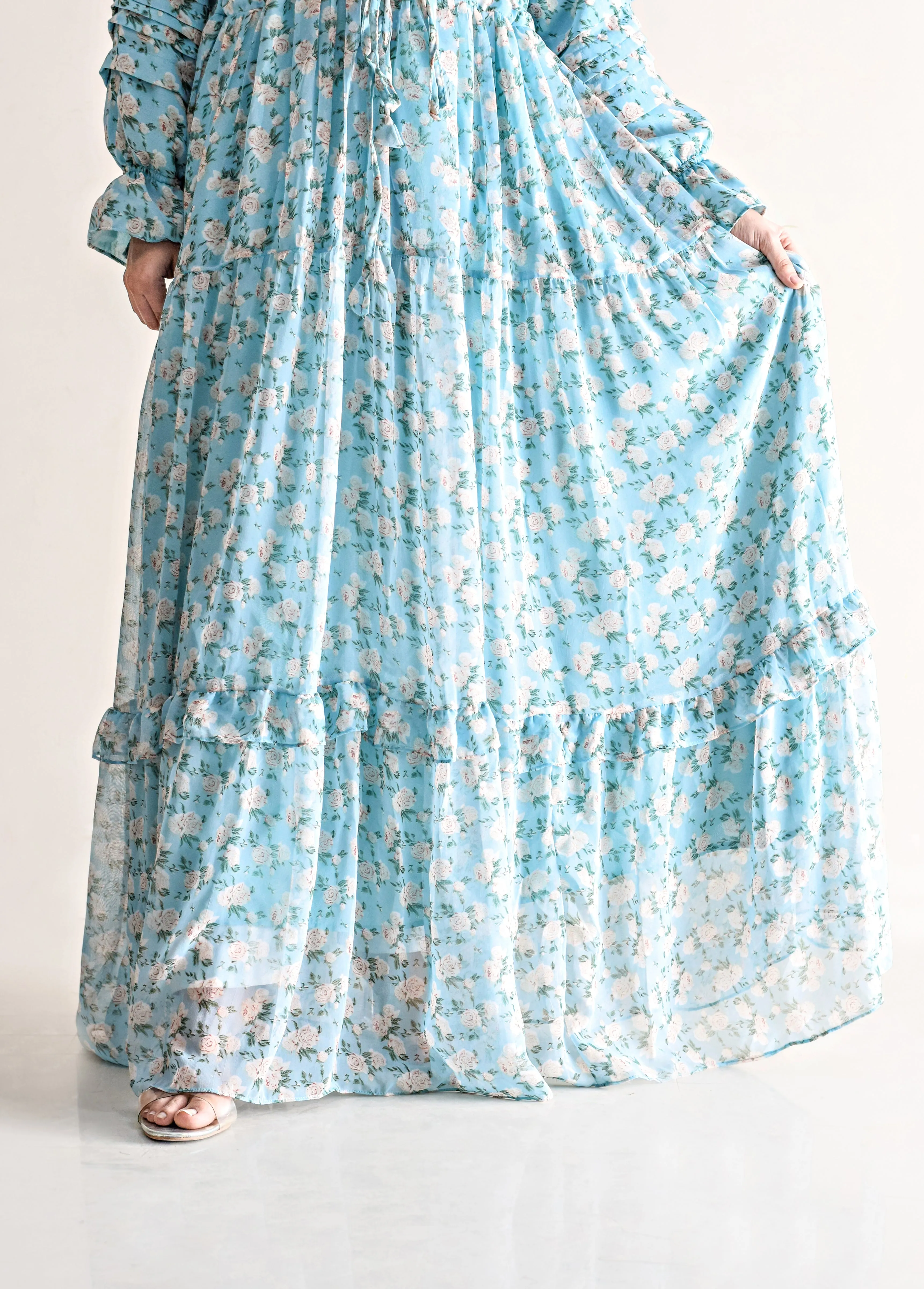 Flora Modest Dress - Aqua