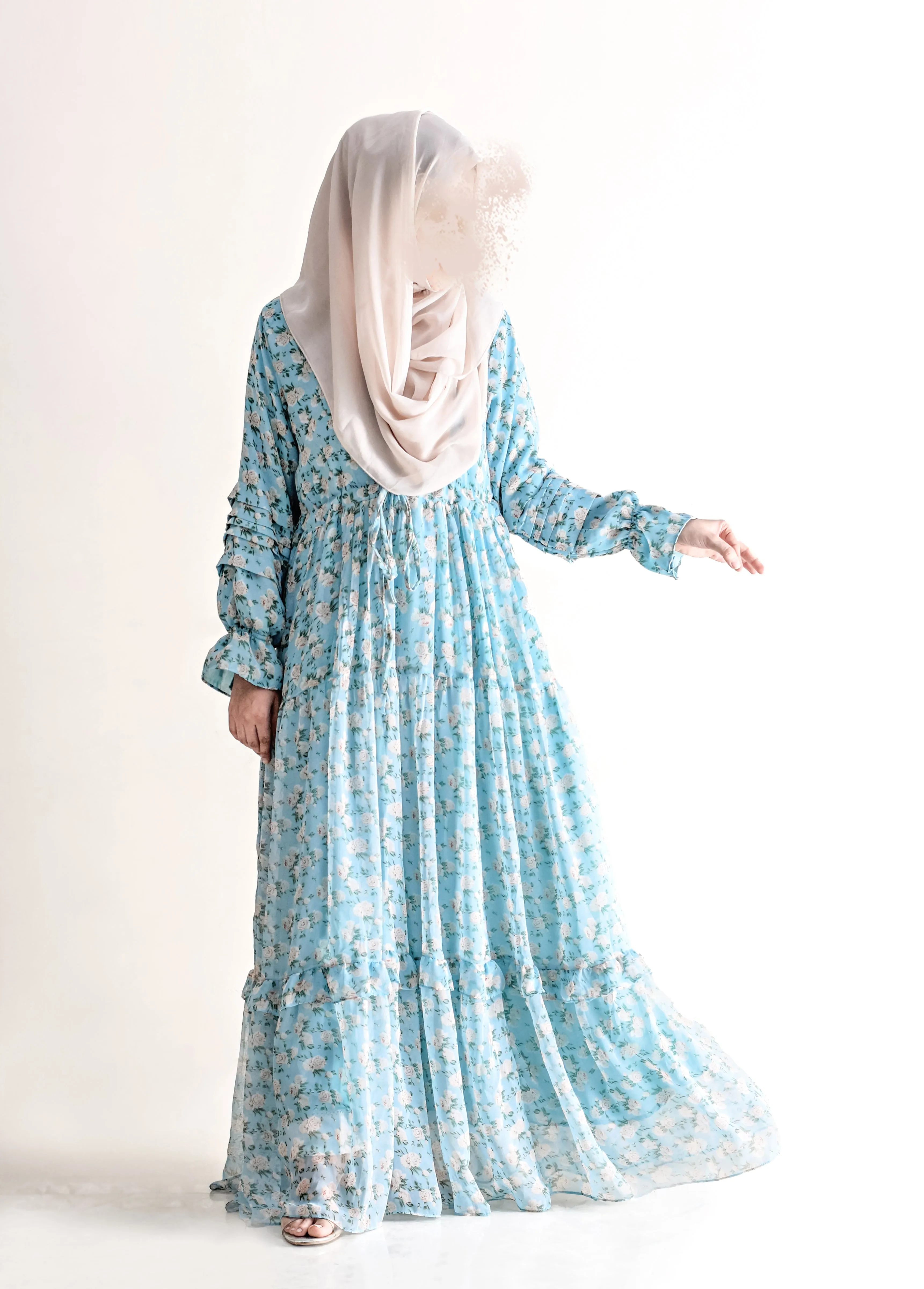 Flora Modest Dress - Aqua