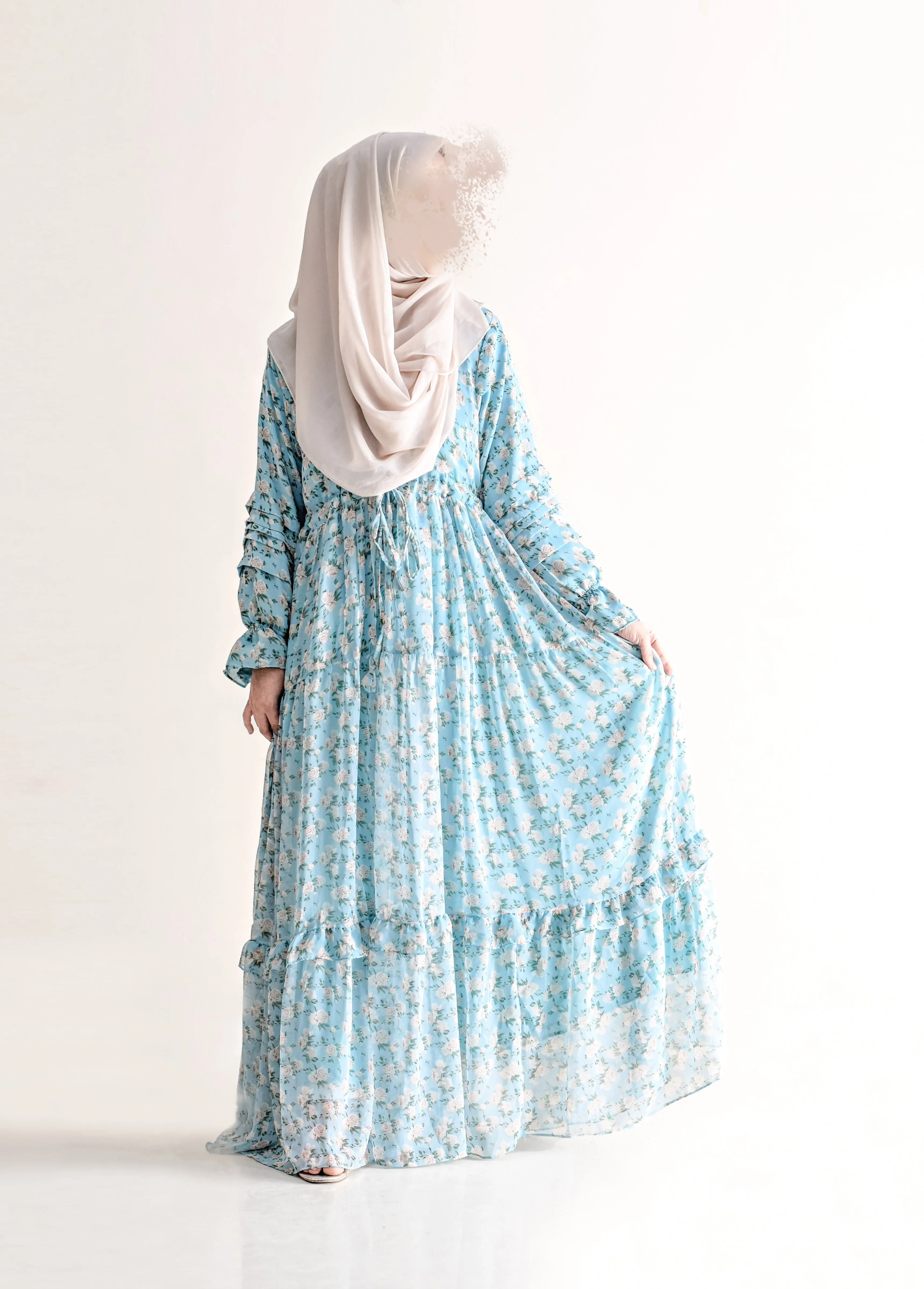 Flora Modest Dress - Aqua