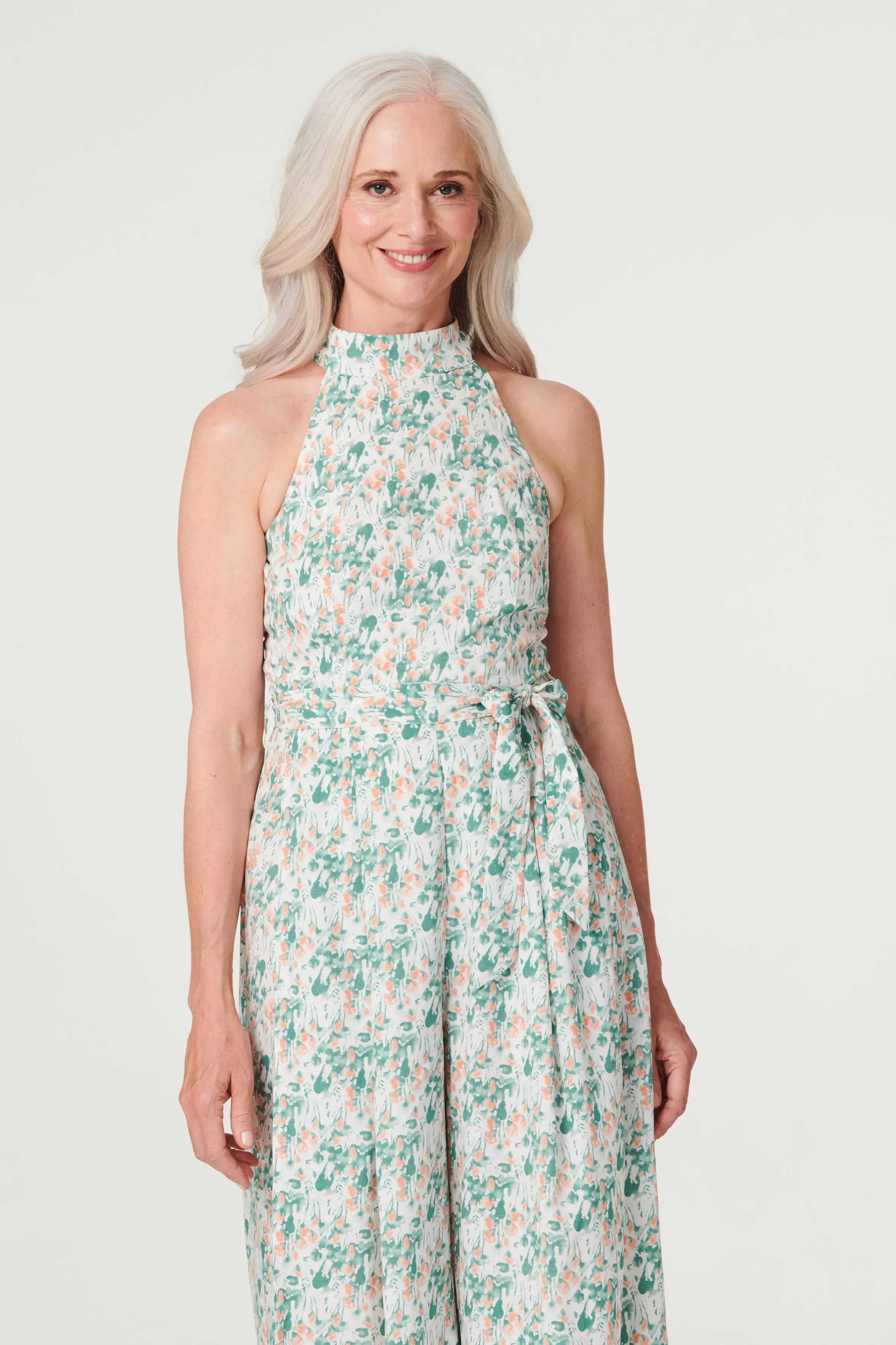 Floral High Neck Jumpsuit