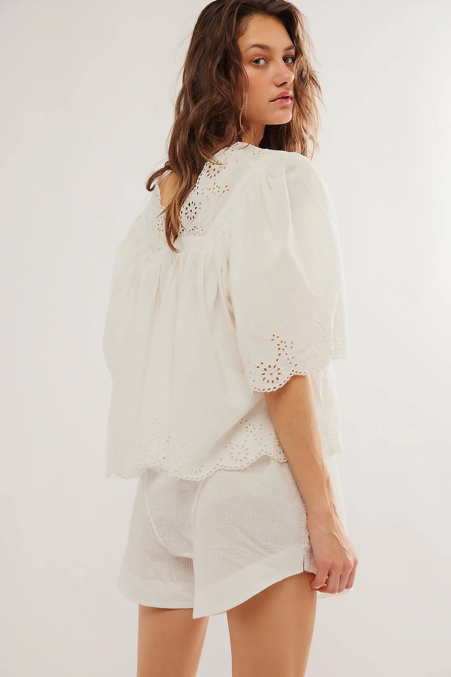 Free People Costa Eyelet Top - Bright White