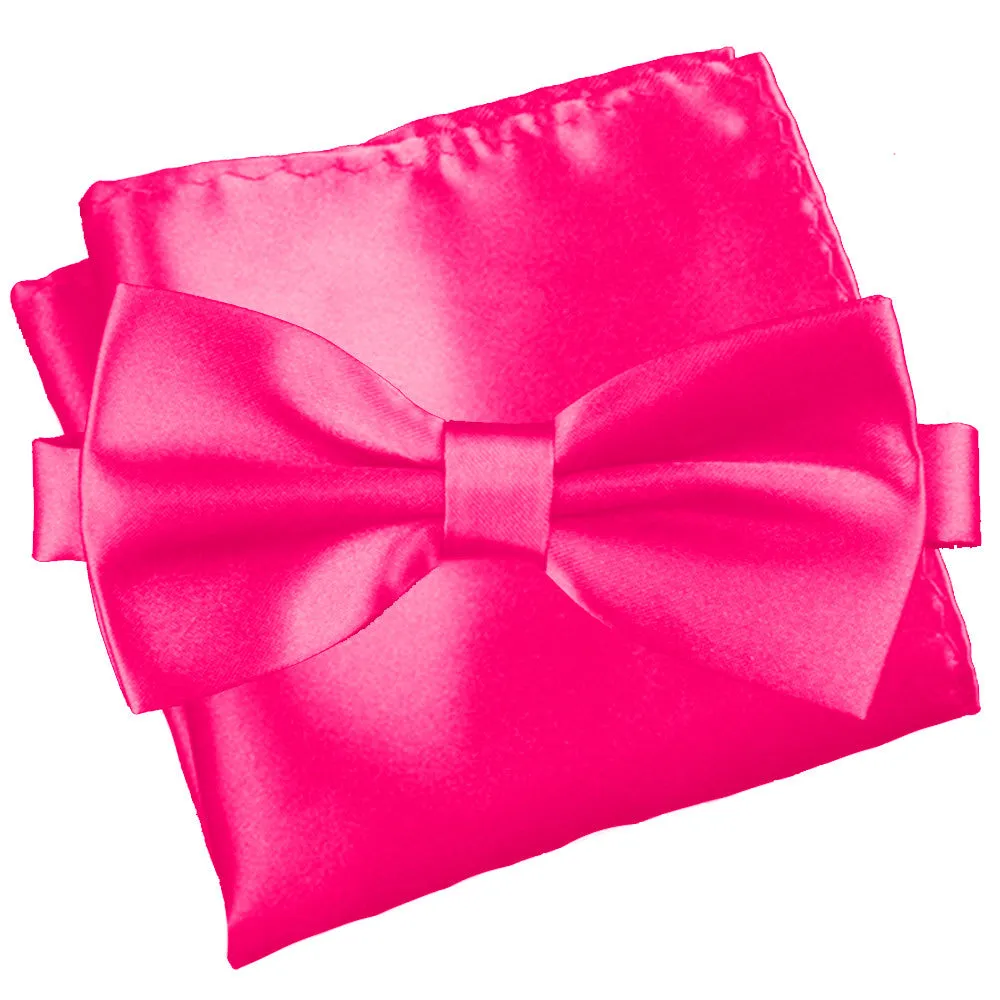 Fuchusia Pink [Silky Smooth] - Bow Tie and Pocket Square Matching Set