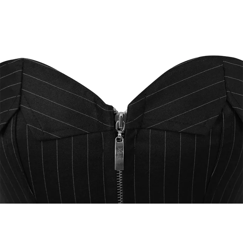 Funki Buys | Lingerie | Women's Black Pin Striped Zip Up Corset