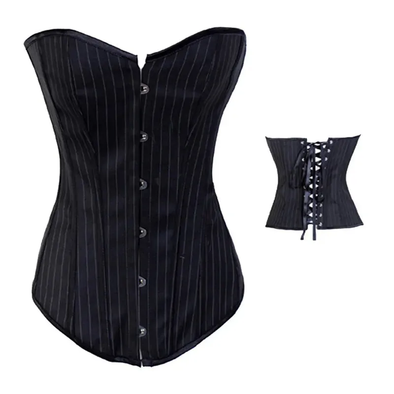 Funki Buys | Lingerie | Women's Black Pin Striped Zip Up Corset