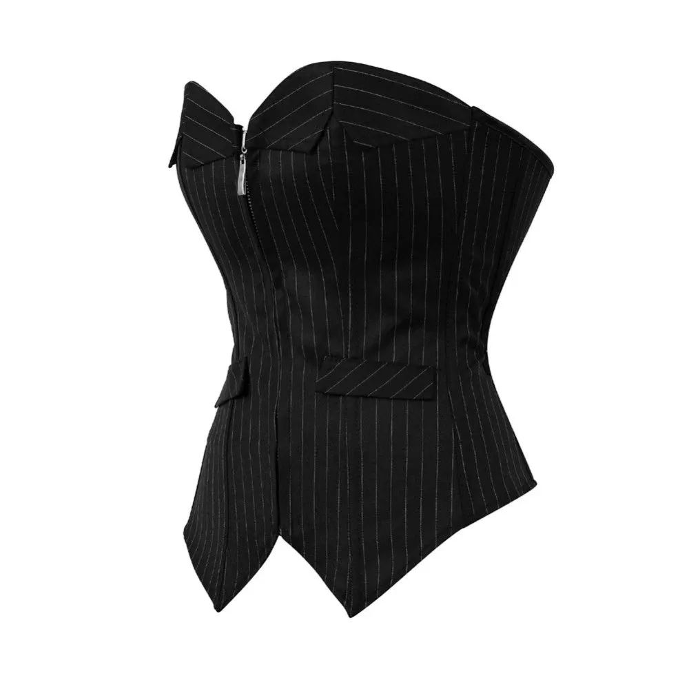 Funki Buys | Lingerie | Women's Black Pin Striped Zip Up Corset