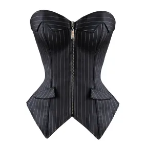 Funki Buys | Lingerie | Women's Black Pin Striped Zip Up Corset