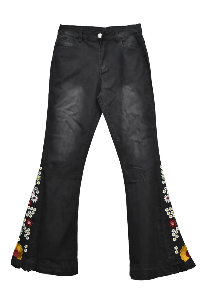 Funki Buys | Pants | Women's Boho Hippy Embroidered Jeans