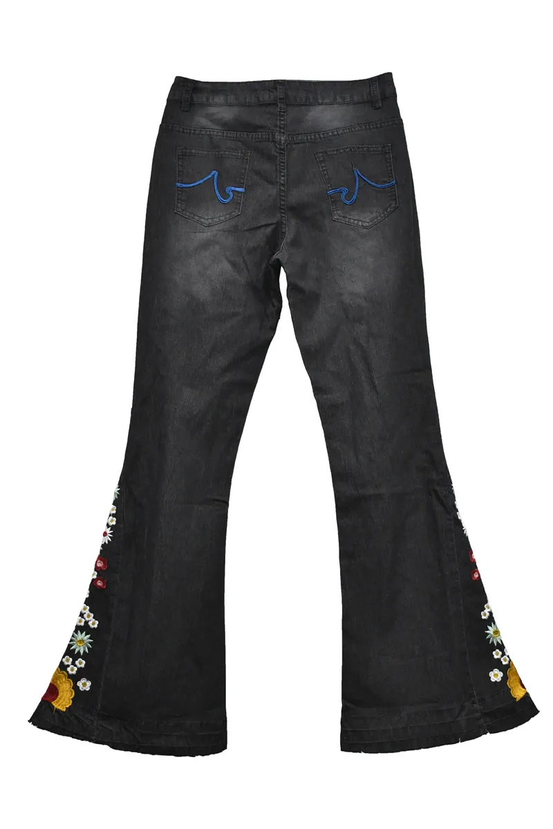 Funki Buys | Pants | Women's Boho Hippy Embroidered Jeans