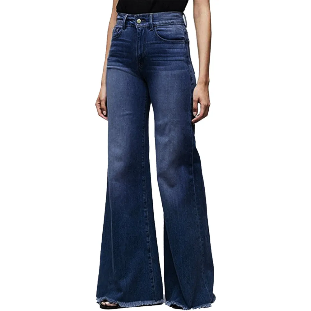 Funki Buys | Pants | Women's Flared Wide Leg Mom Jeans