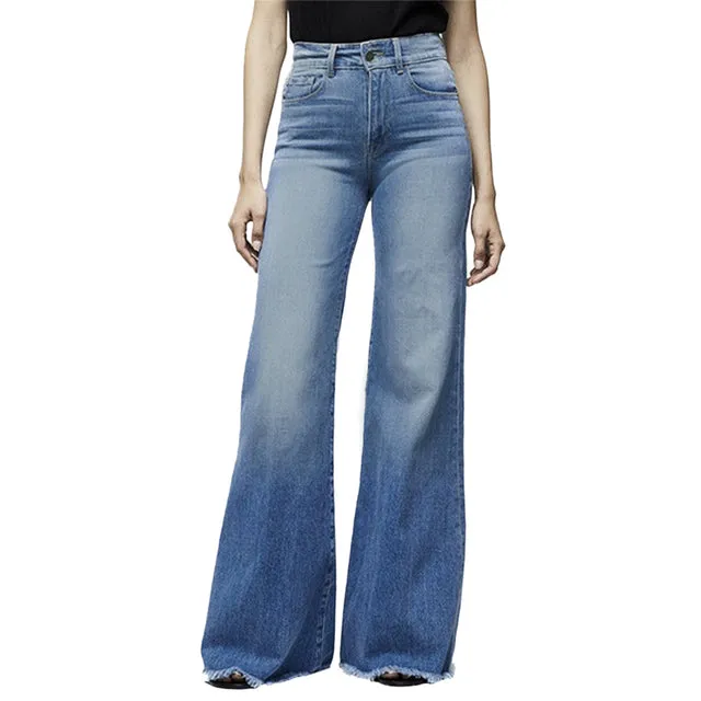 Funki Buys | Pants | Women's Flared Wide Leg Mom Jeans