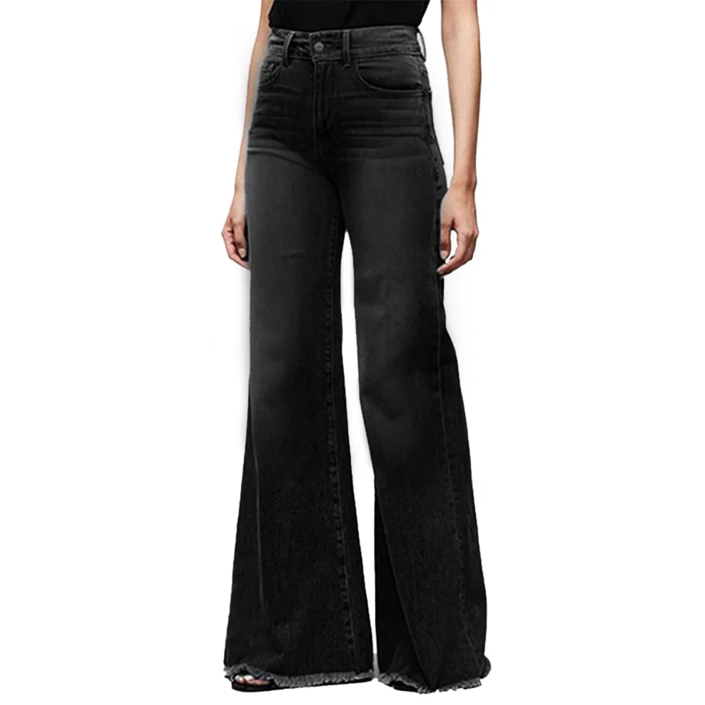 Funki Buys | Pants | Women's Flared Wide Leg Mom Jeans