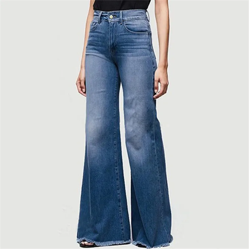 Funki Buys | Pants | Women's Flared Wide Leg Mom Jeans