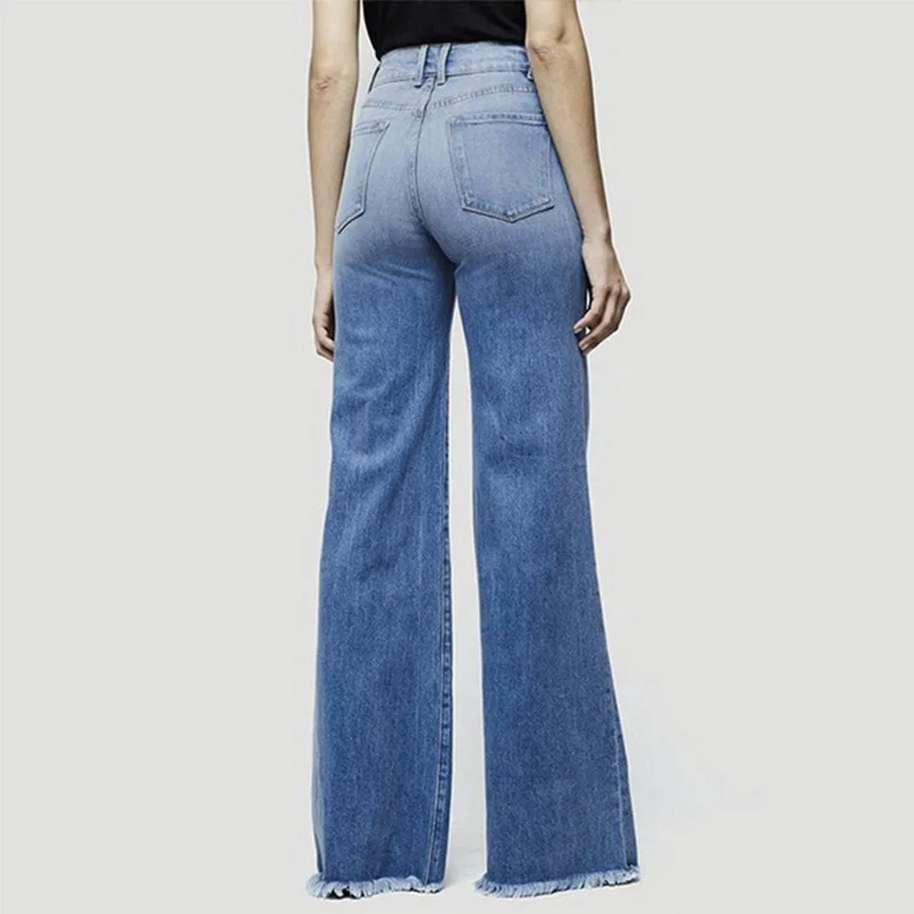 Funki Buys | Pants | Women's Flared Wide Leg Mom Jeans