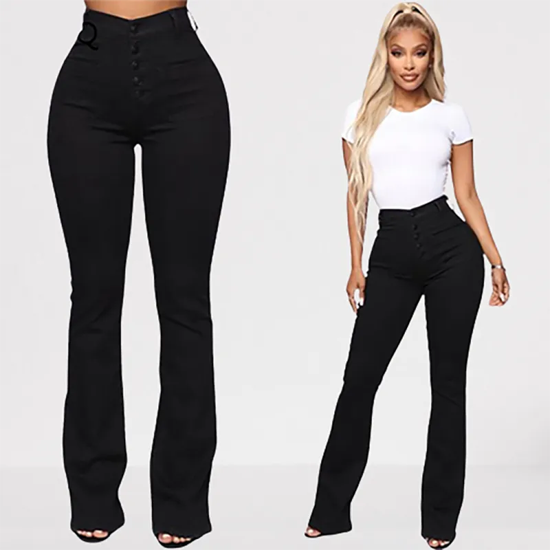 Funki Buys | Pants | Women's High Waist Button Fly Fitted Jeans