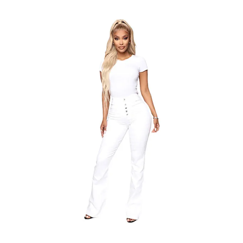 Funki Buys | Pants | Women's High Waist Button Fly Fitted Jeans