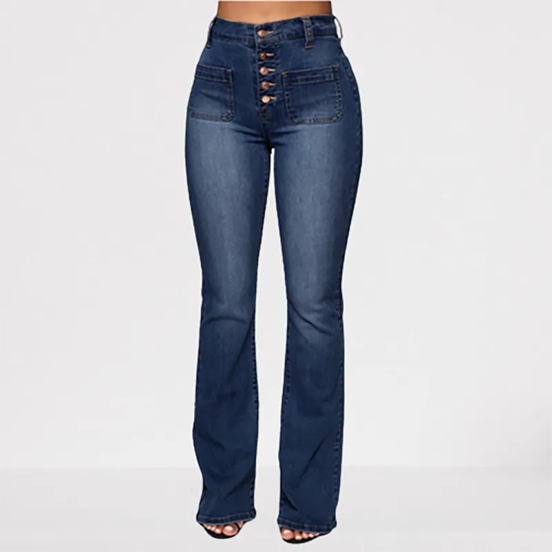 Funki Buys | Pants | Women's High Waist Button Fly Fitted Jeans