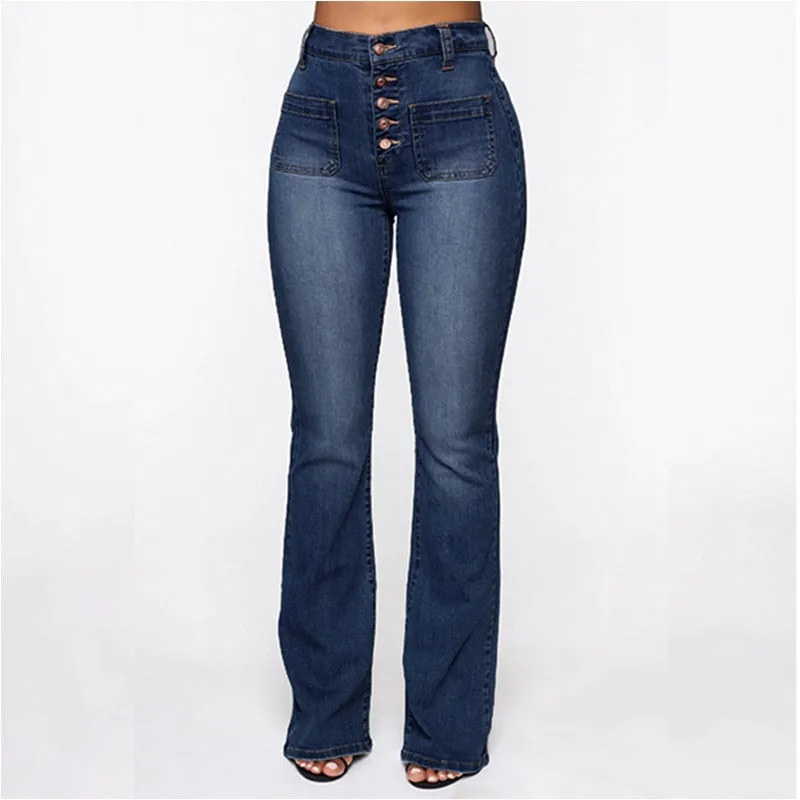 Funki Buys | Pants | Women's High Waist Button Fly Fitted Jeans