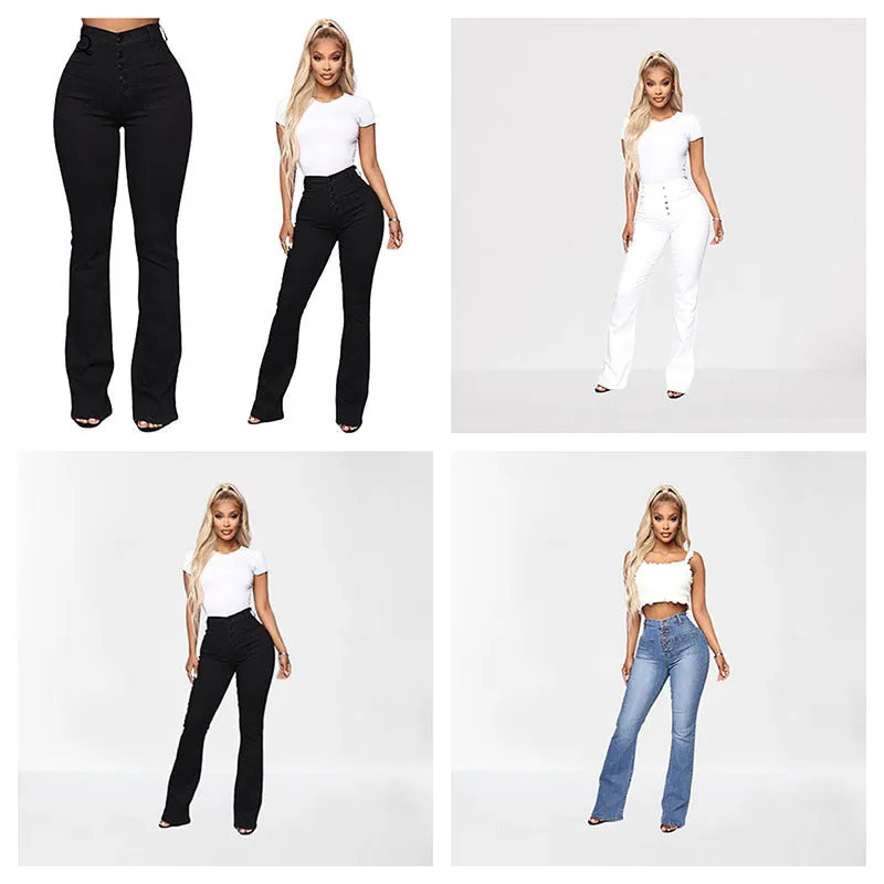 Funki Buys | Pants | Women's High Waist Button Fly Fitted Jeans