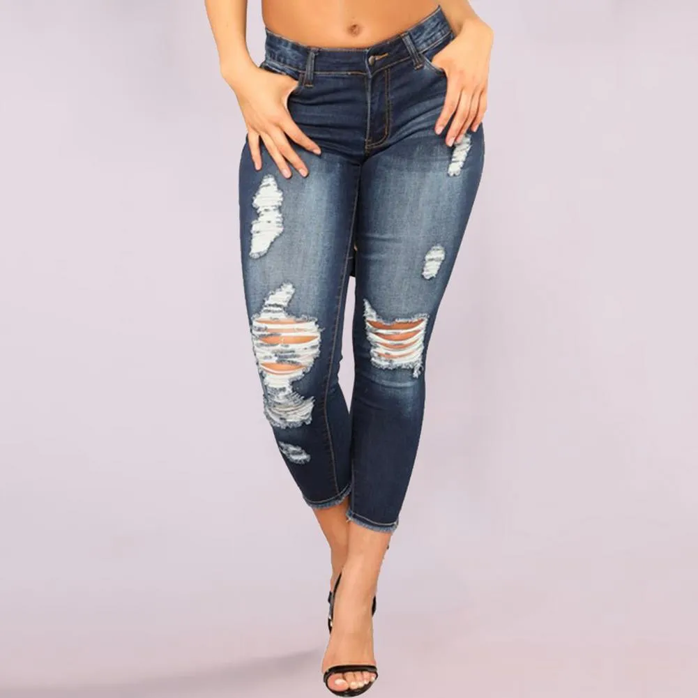 Funki Buys | Pants | Women's High Waist Denim Ripped Jeans