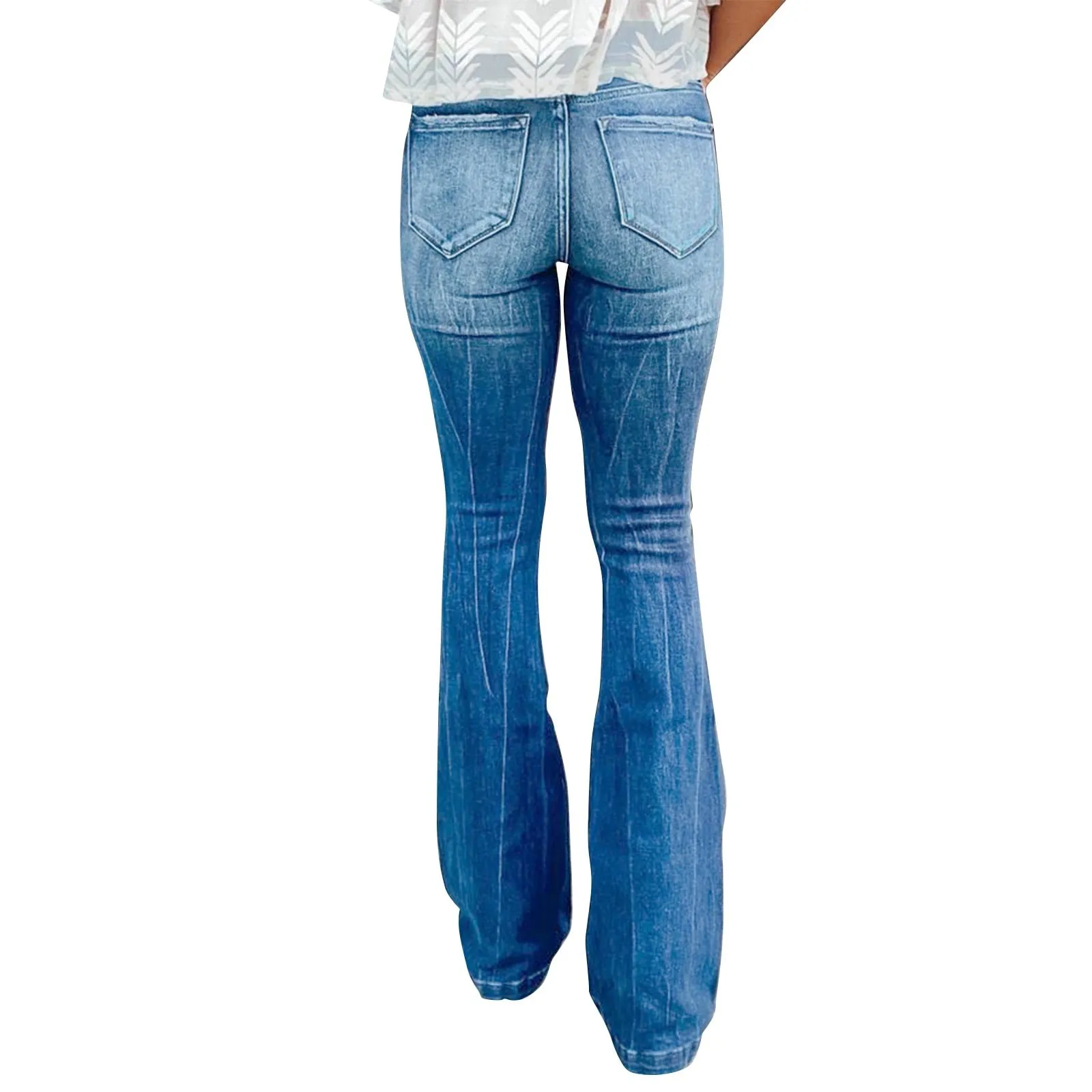 Funki Buys | Pants | Women's High Waist Flare Leg Fly Zip Jean