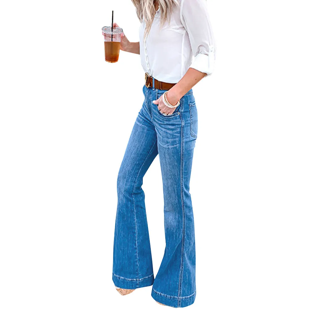 Funki Buys | Pants | Women's High Waist Vintage Flare Jeans