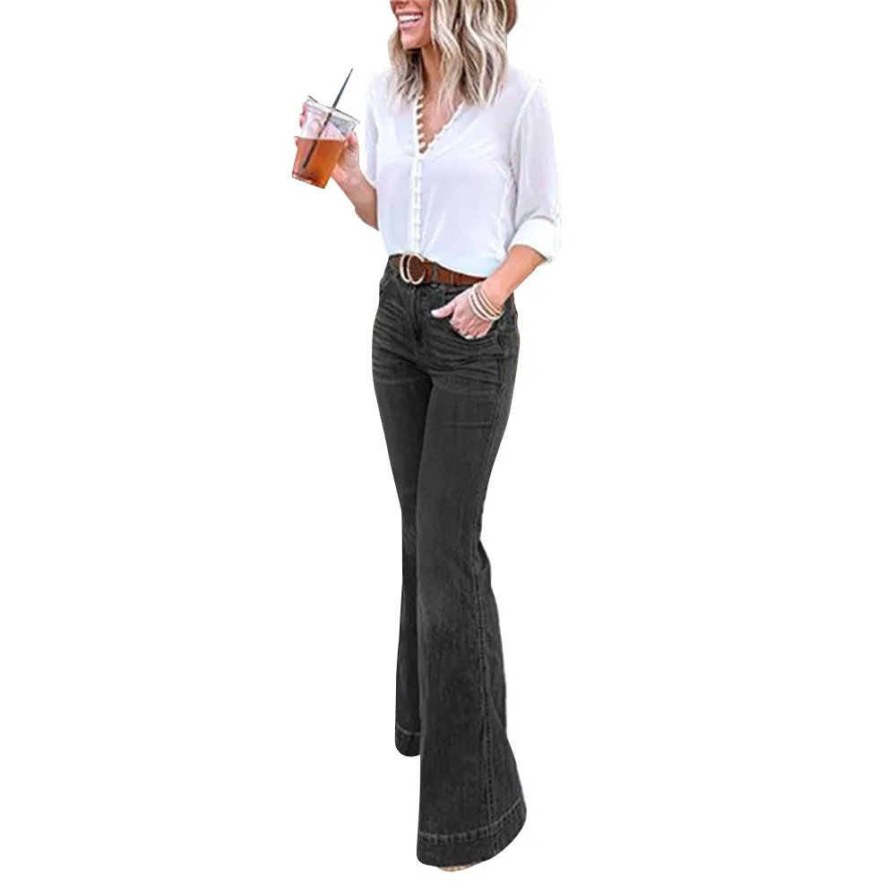 Funki Buys | Pants | Women's High Waist Vintage Flare Jeans