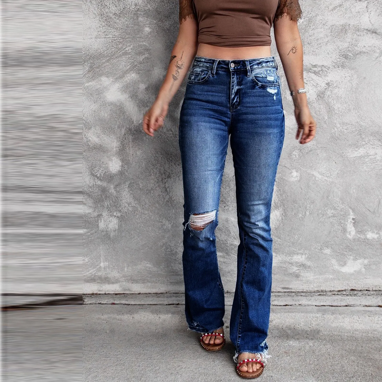 Funki Buys | Pants | Women's Straight Leg Boot Cut Ripped Jean