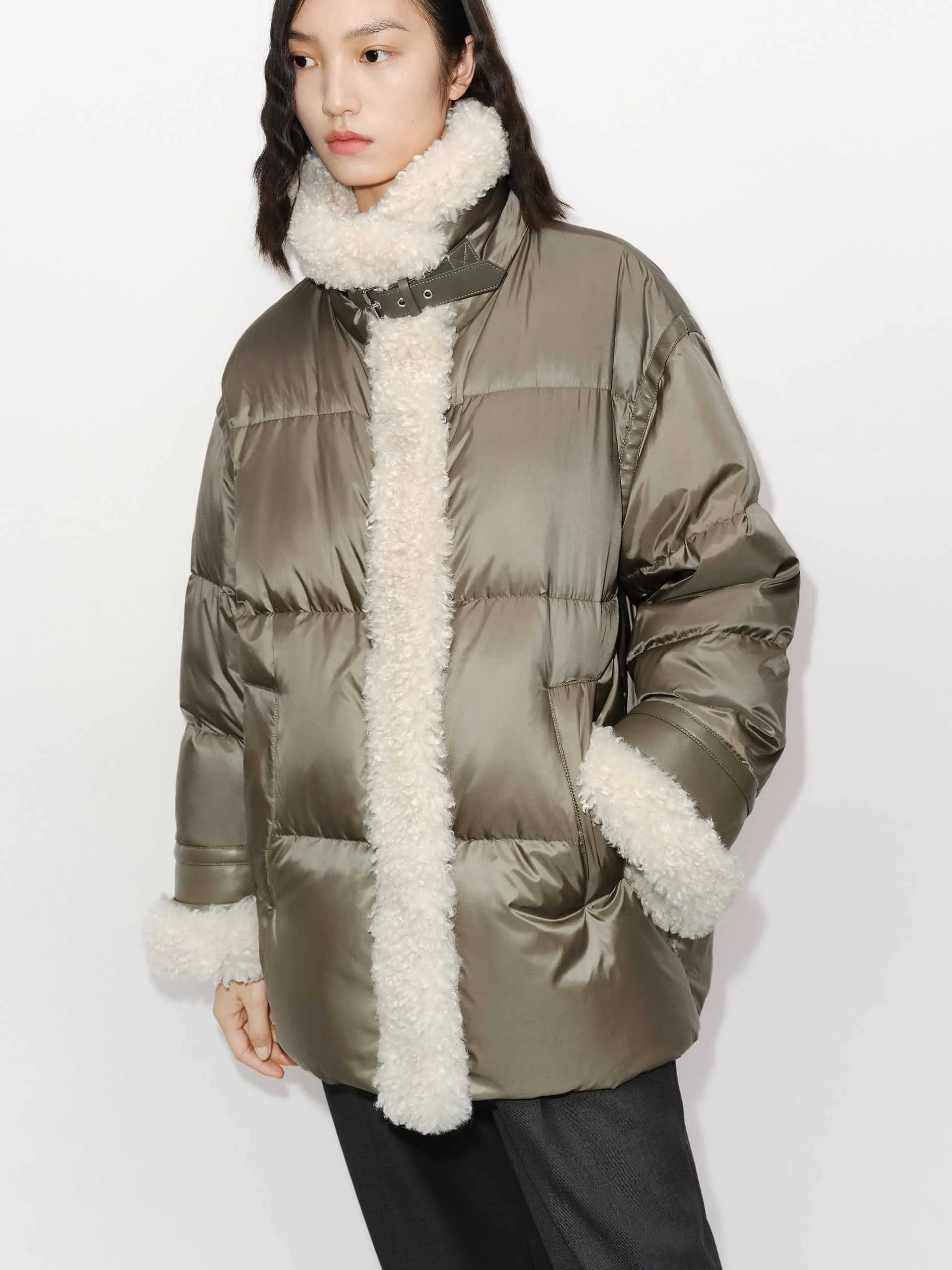 Fur Trim Quilted Down Jacket