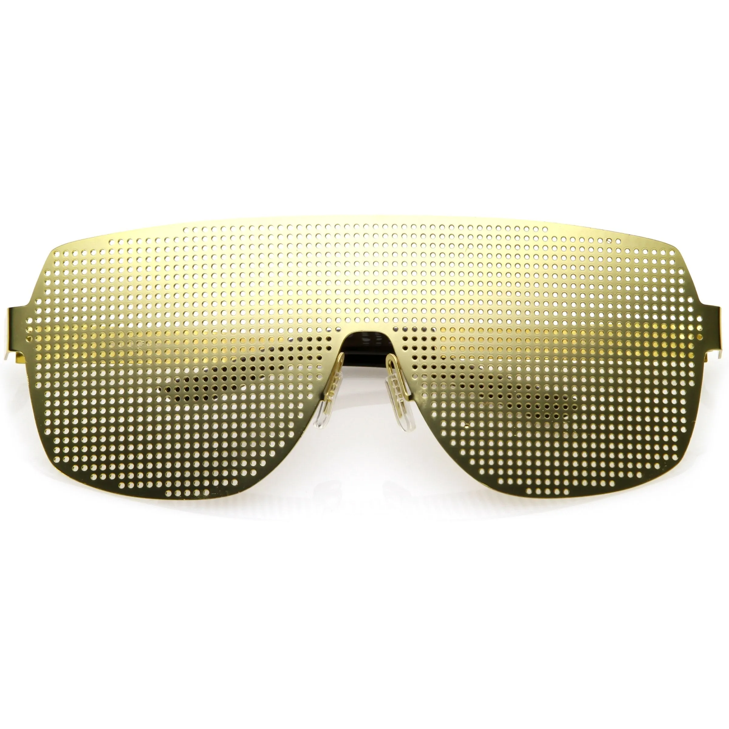 Futuristic Novelty Flat Top Metal Mesh Grade Lens Shield Glasses