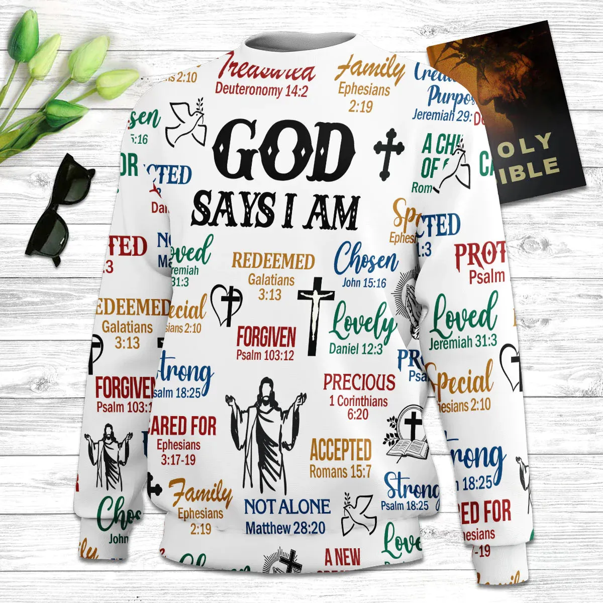 God Says I Am Ugly Christmas Sweater, Christian Unisex Sweater, Religious Christmas Gift