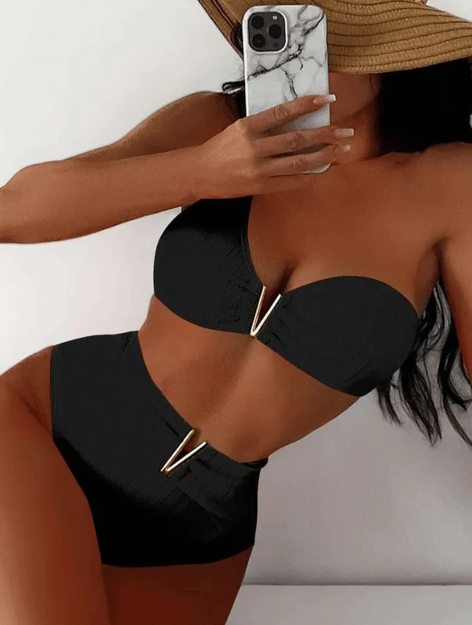 GOLD VEE BIKINI - BLACK