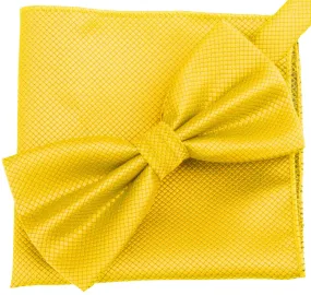 Golden Yellow [Diamond Shape Print] - Bow Tie and Pocket Square Matching Set