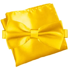 Golden Yellow [Silky Smooth] - Bow Tie and Pocket Square Matching Set