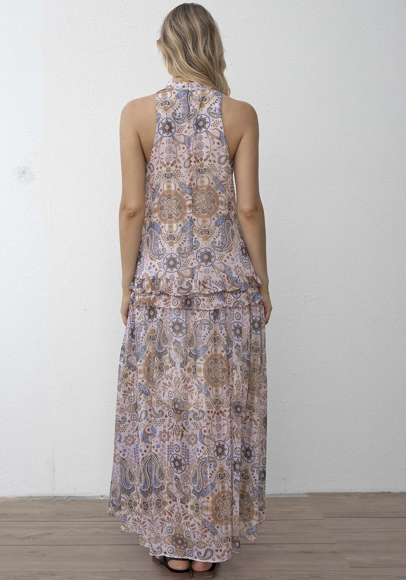 Goldentime Paisley Halter Maxi Dress